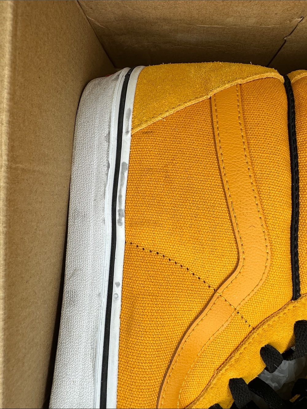 Vans Yellow High-Top Skate Sneakers with Black Laces - Picture 8 of 10